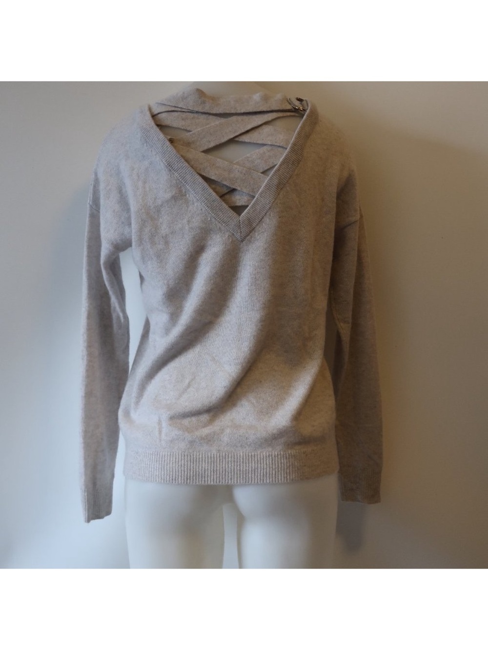 Autumn Cashmere Light Grey Criss Cross Back Sweater